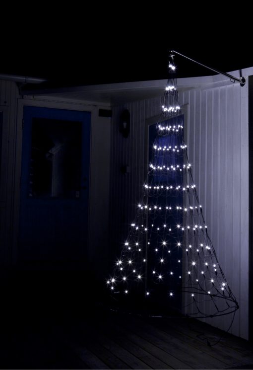 Hanging LED Christmas Tree - warm white wall mounted flagpole